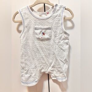 Kissy Kissy Blue and White Wavy Striped Romper